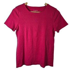 Talbots Womens Size M Pink Short Sleeve Crew Neck 100% Cotton T Shirt Top‎